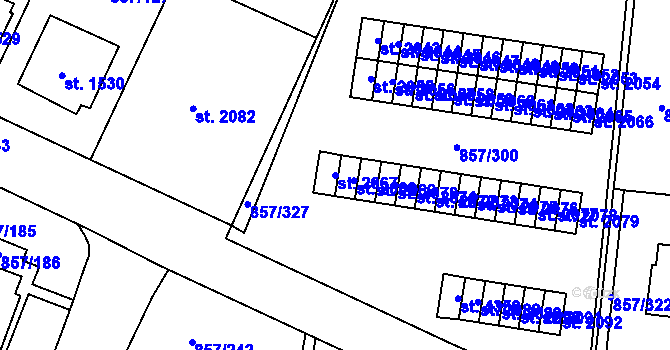 Parcela st. 2067 v KÚ Blansko, Katastrální mapa