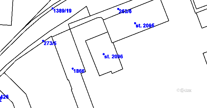Parcela st. 2096 v KÚ Blansko, Katastrální mapa