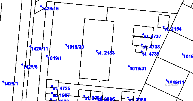 Parcela st. 2153 v KÚ Blansko, Katastrální mapa