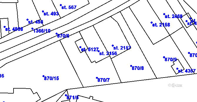 Parcela st. 2156 v KÚ Blansko, Katastrální mapa