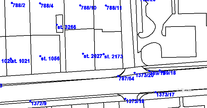 Parcela st. 2173 v KÚ Blansko, Katastrální mapa