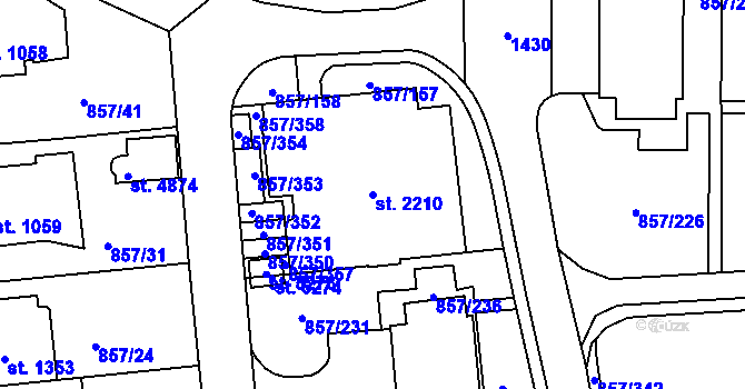Parcela st. 2210 v KÚ Blansko, Katastrální mapa