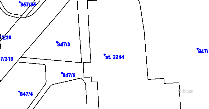 Parcela st. 2214 v KÚ Blansko, Katastrální mapa