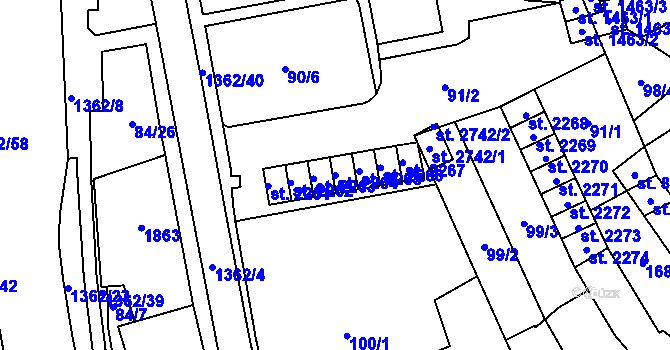 Parcela st. 2264 v KÚ Blansko, Katastrální mapa