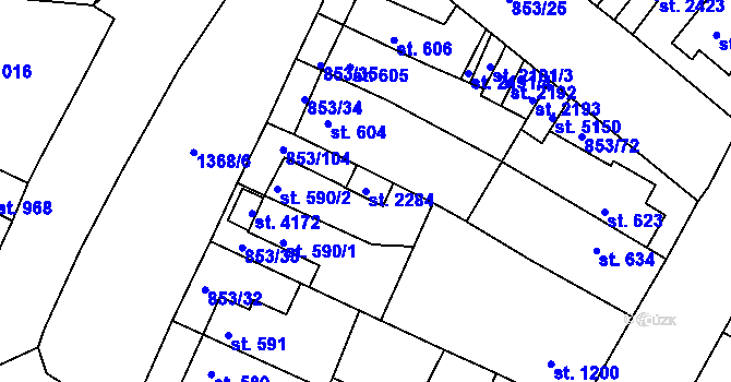 Parcela st. 2284 v KÚ Blansko, Katastrální mapa