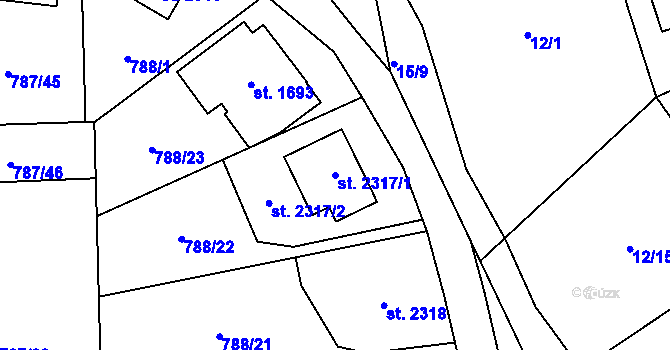 Parcela st. 2317/1 v KÚ Blansko, Katastrální mapa