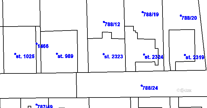 Parcela st. 2323 v KÚ Blansko, Katastrální mapa