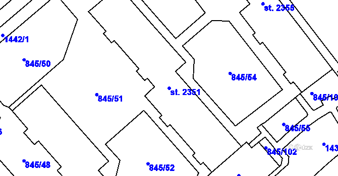 Parcela st. 2351 v KÚ Blansko, Katastrální mapa