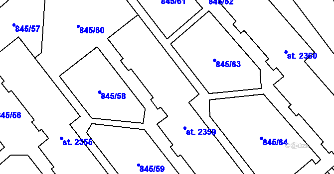 Parcela st. 2357 v KÚ Blansko, Katastrální mapa