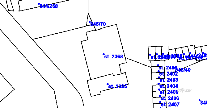 Parcela st. 2368 v KÚ Blansko, Katastrální mapa