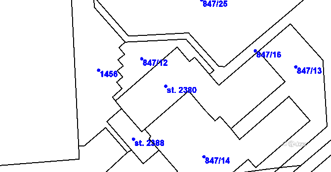 Parcela st. 2380 v KÚ Blansko, Katastrální mapa