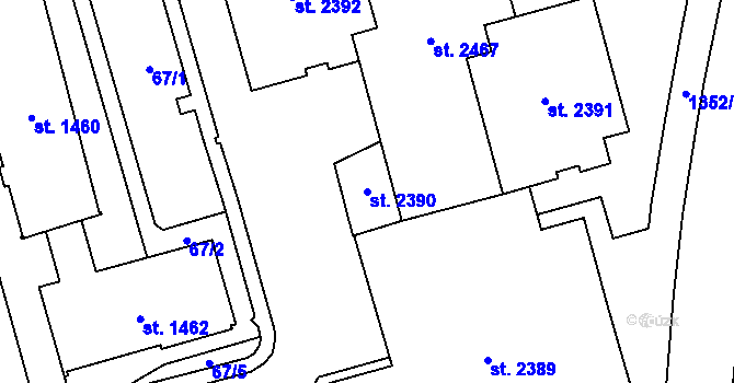 Parcela st. 2390 v KÚ Blansko, Katastrální mapa