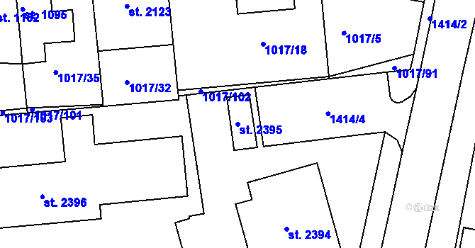 Parcela st. 2395 v KÚ Blansko, Katastrální mapa