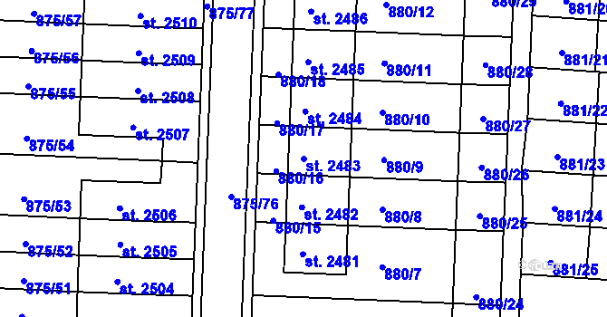 Parcela st. 2483 v KÚ Blansko, Katastrální mapa