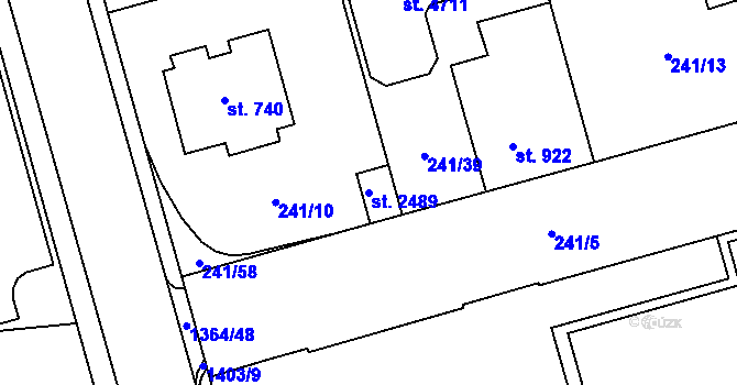 Parcela st. 2489 v KÚ Blansko, Katastrální mapa