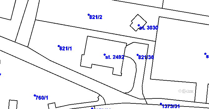 Parcela st. 2492 v KÚ Blansko, Katastrální mapa
