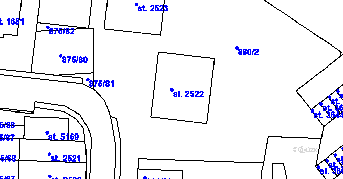 Parcela st. 2522 v KÚ Blansko, Katastrální mapa
