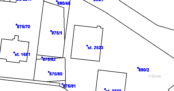 Parcela st. 2523 v KÚ Blansko, Katastrální mapa