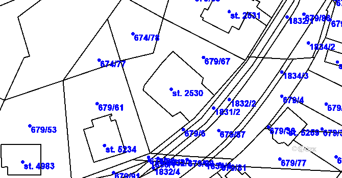 Parcela st. 2530 v KÚ Blansko, Katastrální mapa