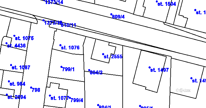 Parcela st. 2555 v KÚ Blansko, Katastrální mapa
