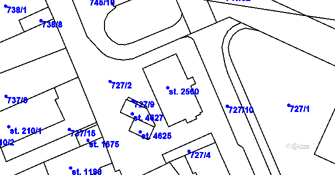 Parcela st. 2560 v KÚ Blansko, Katastrální mapa