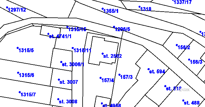 Parcela st. 2562 v KÚ Blansko, Katastrální mapa