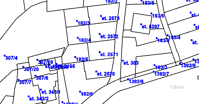 Parcela st. 2571 v KÚ Blansko, Katastrální mapa