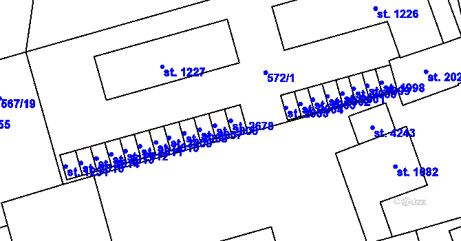 Parcela st. 2678 v KÚ Blansko, Katastrální mapa