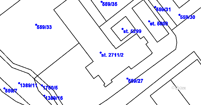 Parcela st. 2711/2 v KÚ Blansko, Katastrální mapa