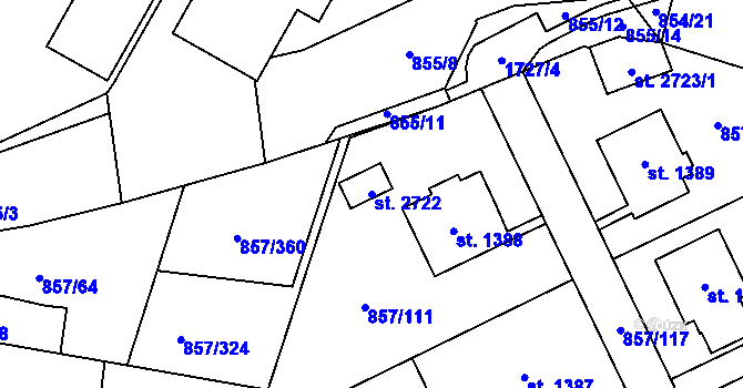 Parcela st. 2722 v KÚ Blansko, Katastrální mapa