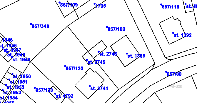 Parcela st. 2746 v KÚ Blansko, Katastrální mapa