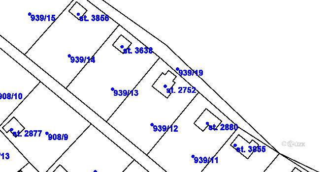 Parcela st. 2752 v KÚ Blansko, Katastrální mapa