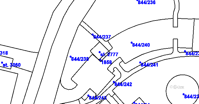 Parcela st. 2777 v KÚ Blansko, Katastrální mapa