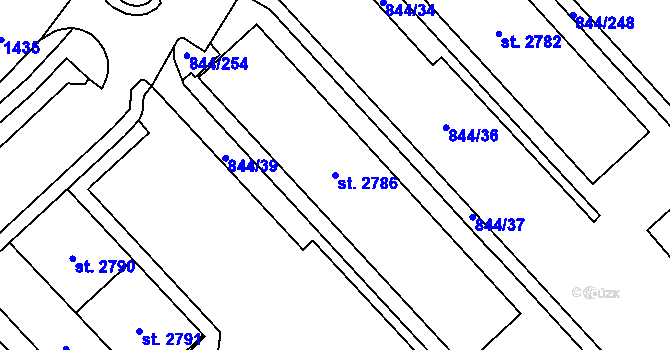 Parcela st. 2786 v KÚ Blansko, Katastrální mapa