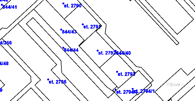 Parcela st. 2792 v KÚ Blansko, Katastrální mapa