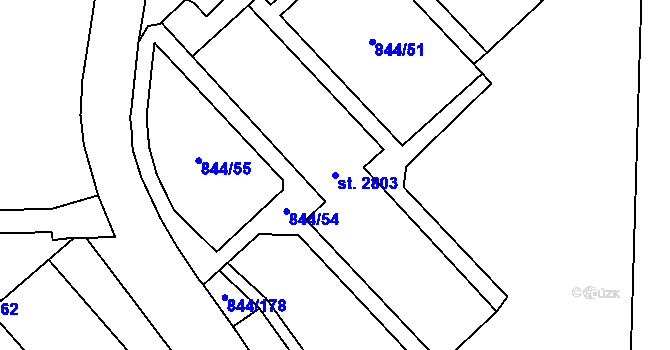 Parcela st. 2803 v KÚ Blansko, Katastrální mapa
