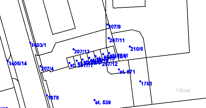 Parcela st. 2812/1 v KÚ Blansko, Katastrální mapa