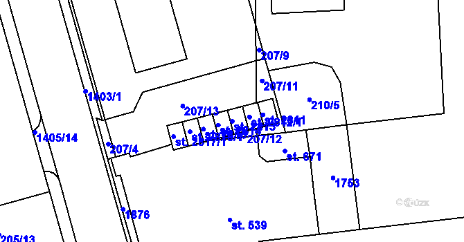 Parcela st. 2813 v KÚ Blansko, Katastrální mapa