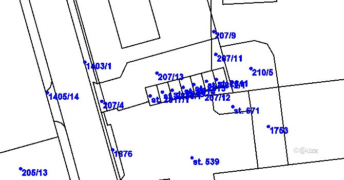 Parcela st. 2815 v KÚ Blansko, Katastrální mapa