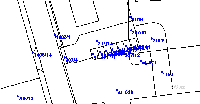 Parcela st. 2816/1 v KÚ Blansko, Katastrální mapa