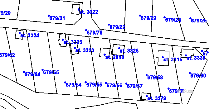 Parcela st. 2818 v KÚ Blansko, Katastrální mapa