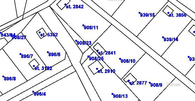 Parcela st. 2841 v KÚ Blansko, Katastrální mapa
