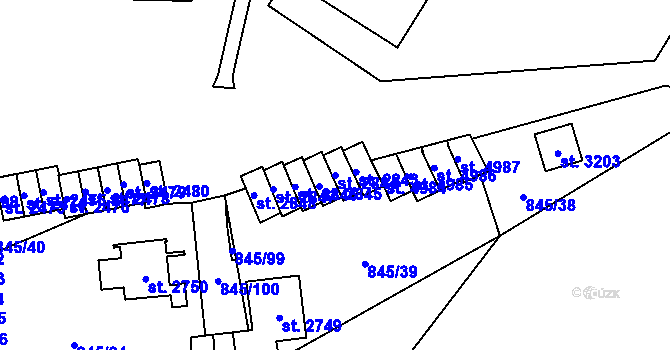 Parcela st. 2844 v KÚ Blansko, Katastrální mapa