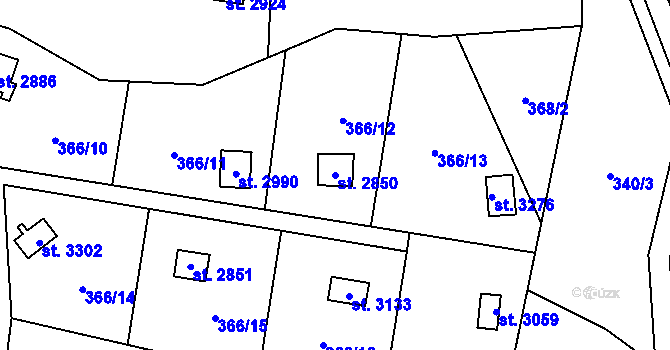Parcela st. 2850 v KÚ Blansko, Katastrální mapa