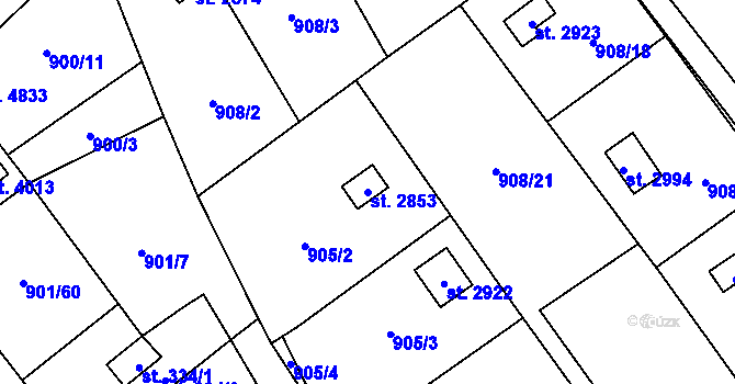 Parcela st. 2853 v KÚ Blansko, Katastrální mapa