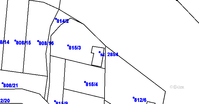 Parcela st. 2854 v KÚ Blansko, Katastrální mapa