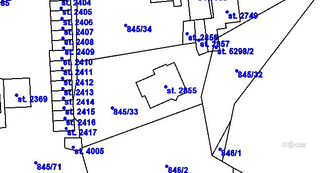 Parcela st. 2855 v KÚ Blansko, Katastrální mapa