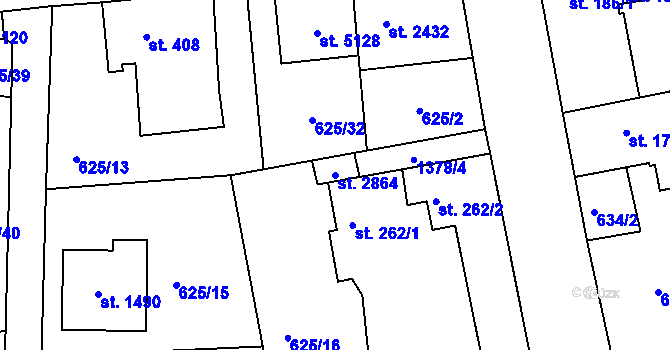 Parcela st. 2864 v KÚ Blansko, Katastrální mapa