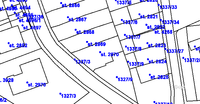 Parcela st. 2870 v KÚ Blansko, Katastrální mapa