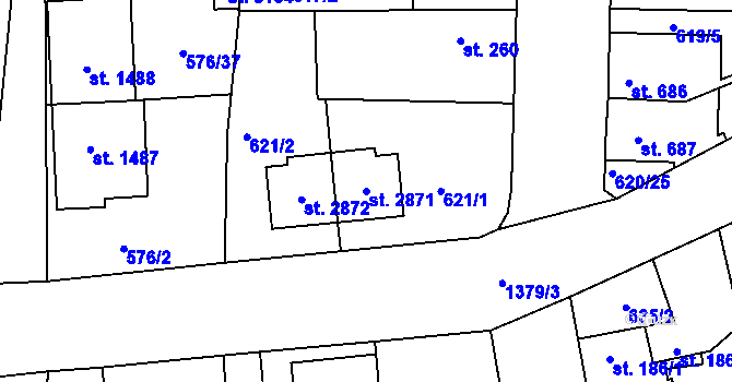 Parcela st. 2871 v KÚ Blansko, Katastrální mapa